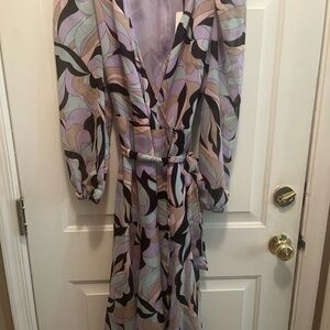 NWT Calvin Klein Purple V-Neck Dress